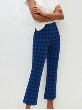 Maeve Anthropologie Blue Plaid Women's Cropped Pants